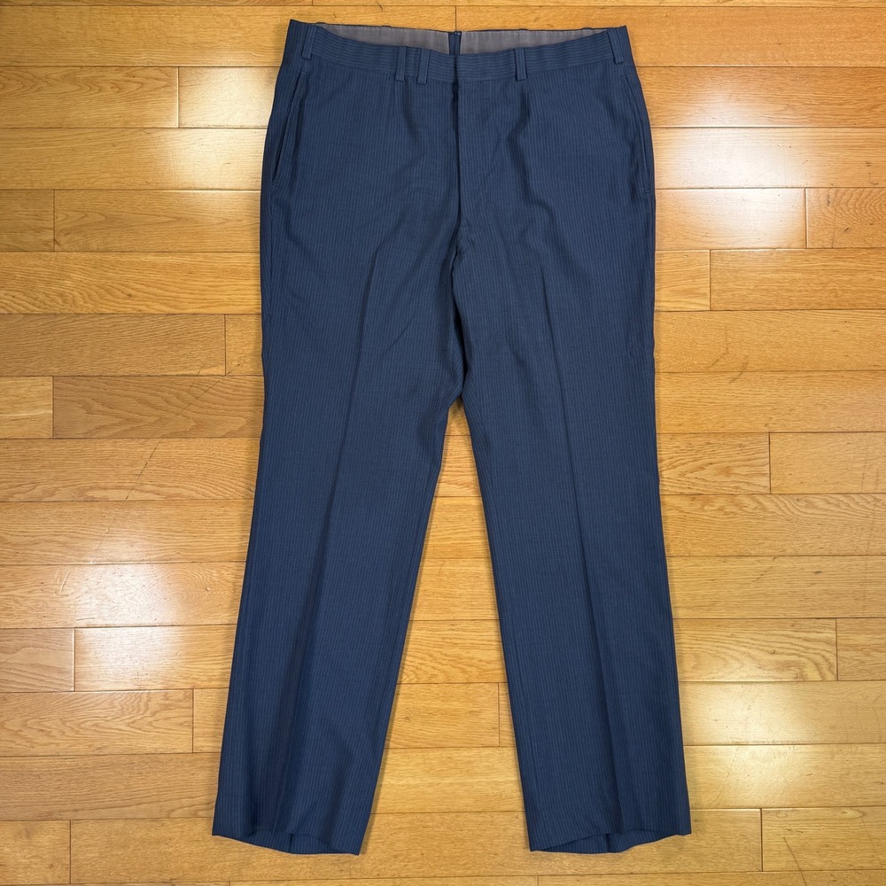 Oxxford Clothes Artisan's Seal Mens Blue Pinstripe‎ Wool Dress Pants 36x30.5